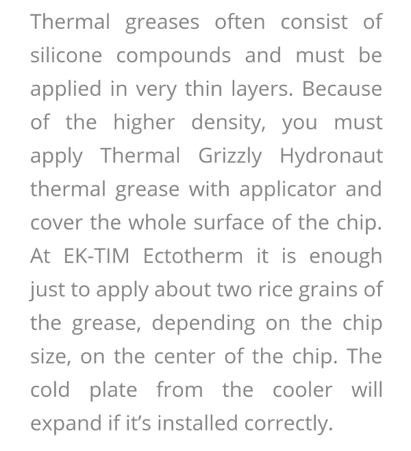 EK Thermal Instructions